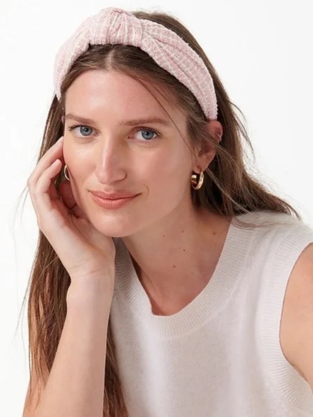 NWT J. Crew Pink Knot Tweed Headband - Picture 2 of 3